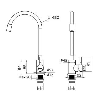 Смеситель для кухни с гибким изливом Knotlor SS-02, сатин